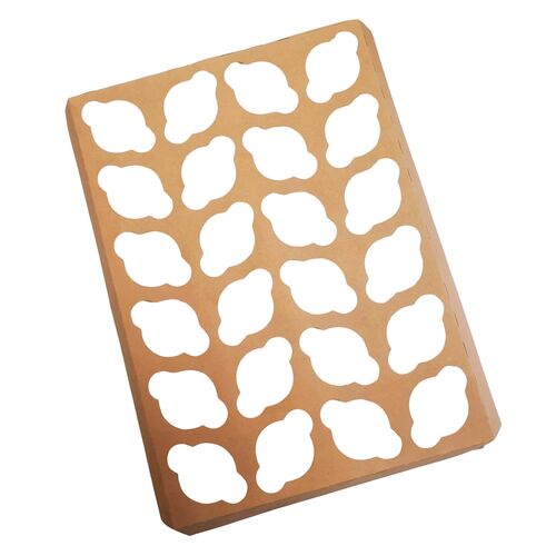 CARDBOARD INSERTS FOR 24 CUPCAKES - KRAFT-COLORED