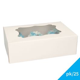 WHITE BOX WITH WINDOW FOE 6 CUPCAKES  - FUNCAKES (25 U)