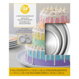 WILTON SET OF 3 STACKABLE ROUND BACKING TINS - 10 / 15 / 20 CM