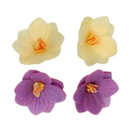 FUNCAKES EDIBLE PAPER FLOWERS - SMALL YELLOW AND PURPLE HYDRANGEAS