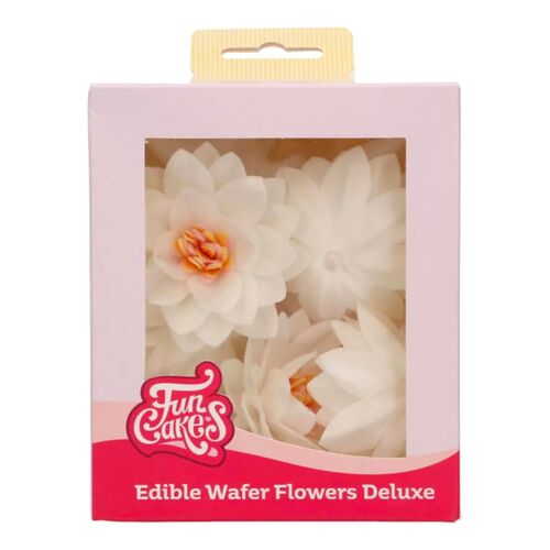 FUNCAKES EDIBLE PAPER FLOWERS - MEDIUM WHITE LOTUS