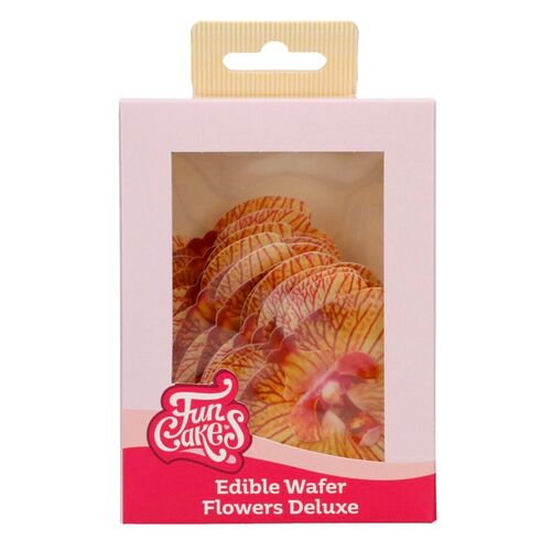 FUNCAKES EDIBLE PAPER FLOWERS - MEDIUM BROWN AND GOLD ORCHID