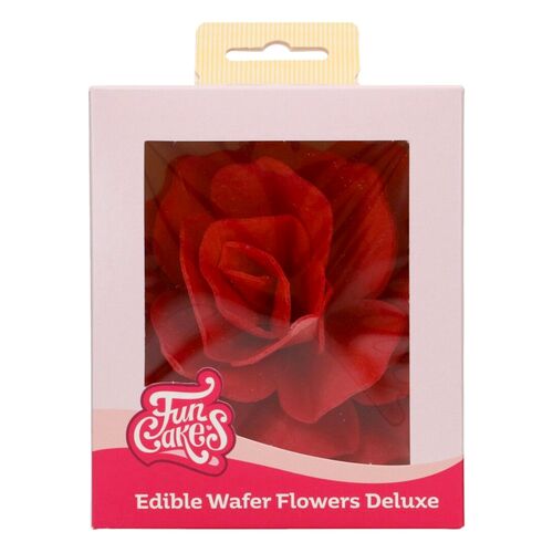 FUNCAKES EDIBLE PAPER FLOWERS - LARGE RED PASTELLA ROSE