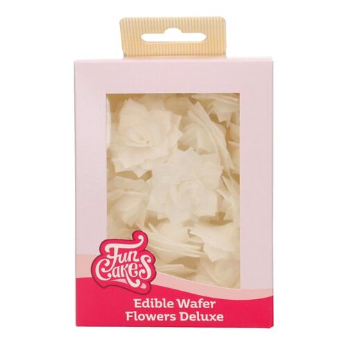 FUNCAKES EDIBLE PAPER FLOWERS - MEDIUM WHITE ROSALIA ROSE