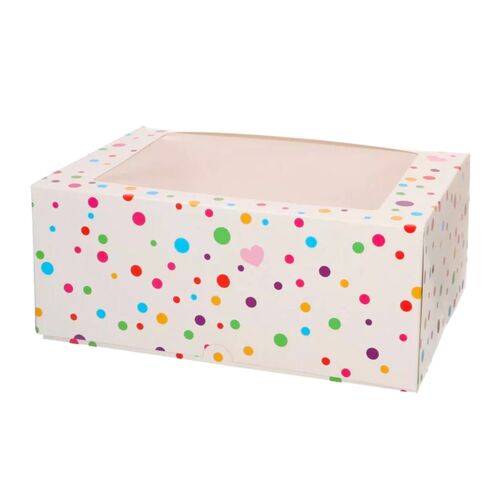 FUNCAKES BOX FOR 6 CUPCAKES [OR 12 MINI CUPCAKES] WITH WINDOW - CONFETTI (3 PCS)