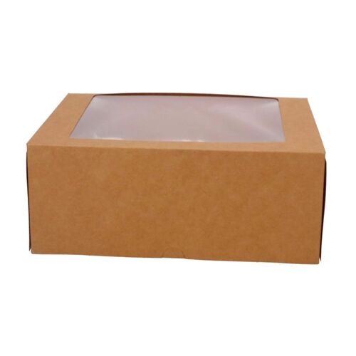 FUNCAKES BOX FOR 6 CUPCAKES [OR 12 MINI CUPCAKES] WITH WINDOW - KRAFT (3 PCS)