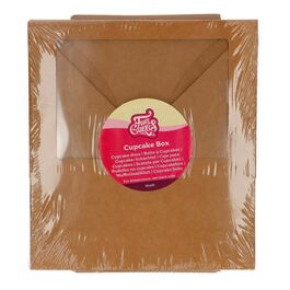 FUNCAKES BOX FOR 6 CUPCAKES [OR 12 MINI CUPCAKES] WITH WINDOW - KRAFT (3 PCS)