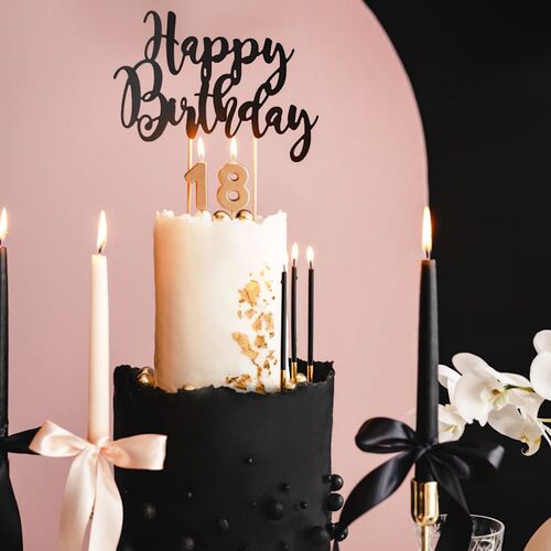 PARTYDECO BIRTHDAY CANDLES - BLACK/GOLD (14 CM)