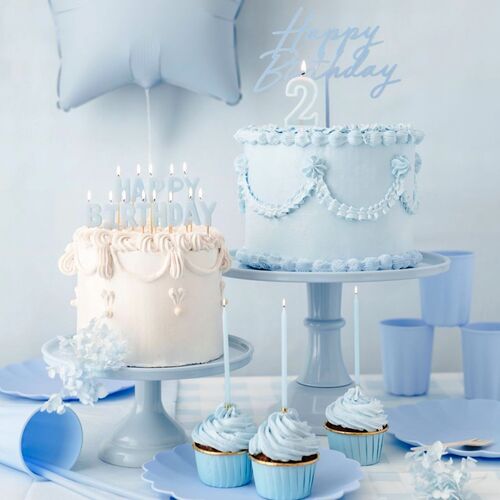 PARTYDECO BIRTHDAY CANDLES - BLUE /GOLD (14 CM)