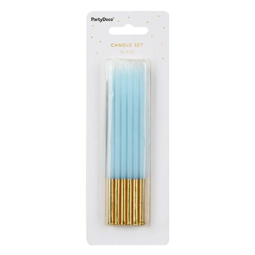 PARTYDECO BIRTHDAY CANDLES - BLUE /GOLD (14 CM)