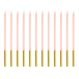 PARTYDECO BIRTHDAY CANDLES - PINK/GOLD (14 CM)
