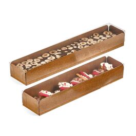 TUNNEL-TYPE BOX FOR NOUGAT (KRAFT BASE + TRANSPARENT LID) - 20 CM