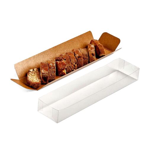 TUNNEL-TYPE BOX FOR NOUGAT (KRAFT BASE + TRANSPARENT LID) - 20 CM