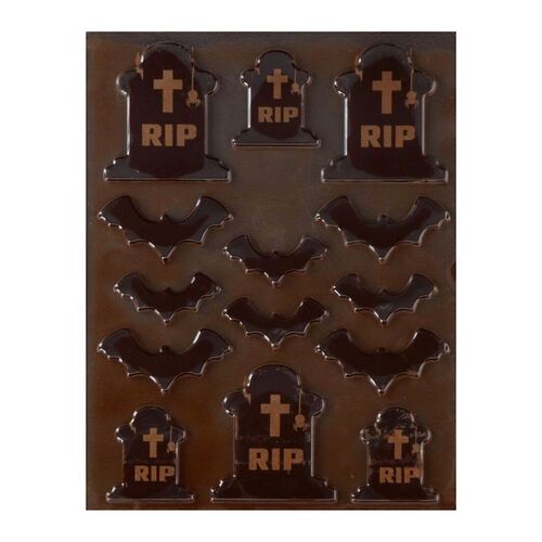 FUNCAKES CHOCOLATE DECORATIONS - GRAVESTONES AND BATS