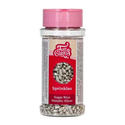 FUNCAKES SUGAR RICE SPRINKLES - METALLIC SILVER (80 G)