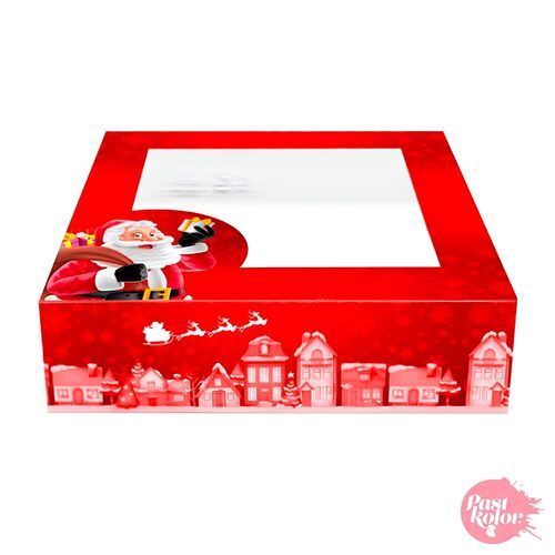 RED SANTA CHRISTMAS CAKE BOX - 20 X 7,5 CM