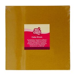 FUNCAKES SQUARE CAKE DRUM SHIMMERING GOLD - 25 CM