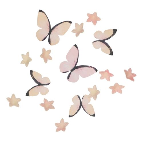 WILTON EDIBLE WAFER FLOWERS AND BUTTERFLIES - PINK OMBRE