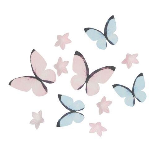WILTON EDIBLE WAFER FLOWERS AND BUTTERFLIES - PASTEL COLOURS