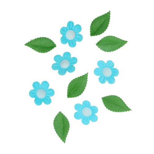 WILTON EDIBLE WAFER FLOWERS AND LEAVES - BLUE