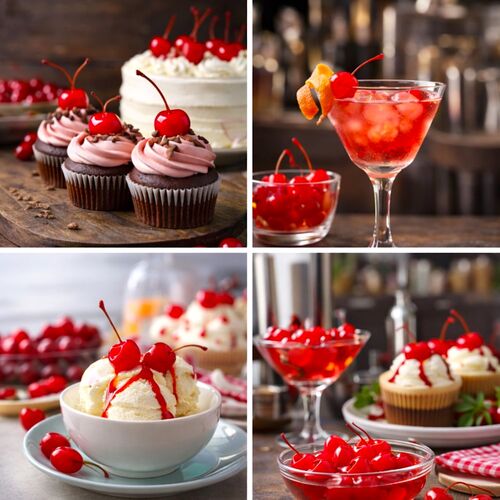 PASTKOLOR RED MARASCHINO CHERRIES WITH STEM - 225 G