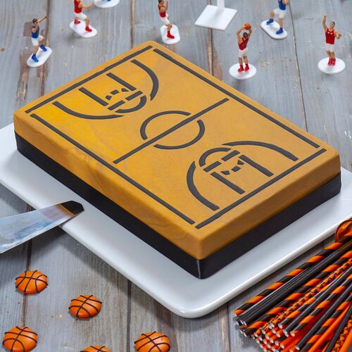 DECORATIVE BASKETBALL COURT CAKE STENCIL – DECORA