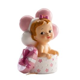 DEKORA CAKE FIGURE - BABY GIFT AND PINK BALLOONS