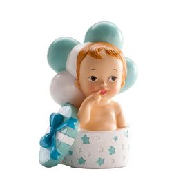 DEKORA CAKE FIGURE - BABY GIFT AND BLUE BALLOONS