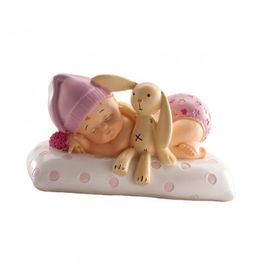 DEKORA CAKE FIGURE - BABY WITH PINK TEDDY BEAR