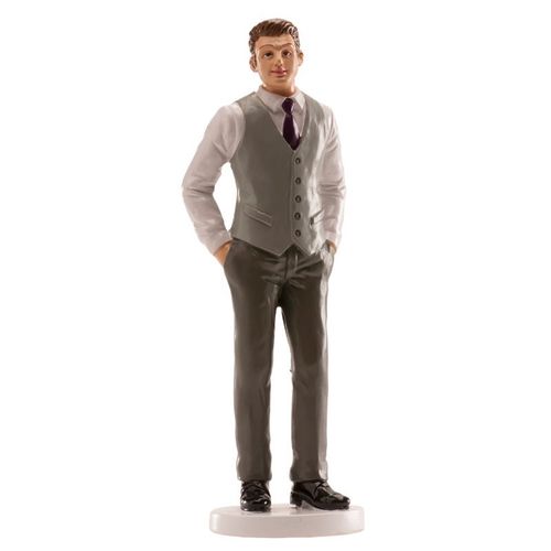 DEKORA CAKE FIGURE - MAN WITH GREY WAISTCOAT