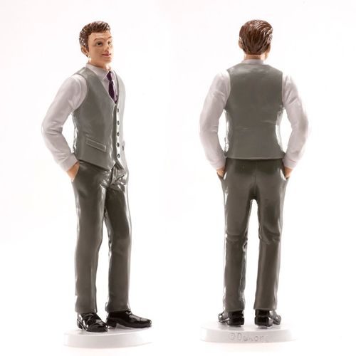 DEKORA CAKE FIGURE - MAN WITH GREY WAISTCOAT